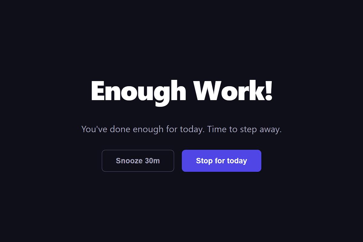Fullscreen overlay when limit is reached